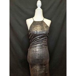 Black and gold low back/open sides fitted floor length dress